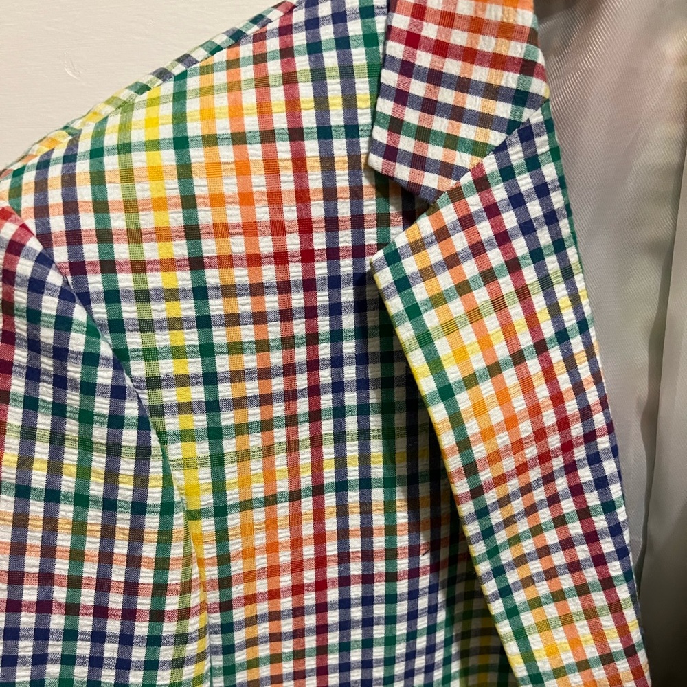 Polo Mens Seersucker Rainbow Suit Jacket